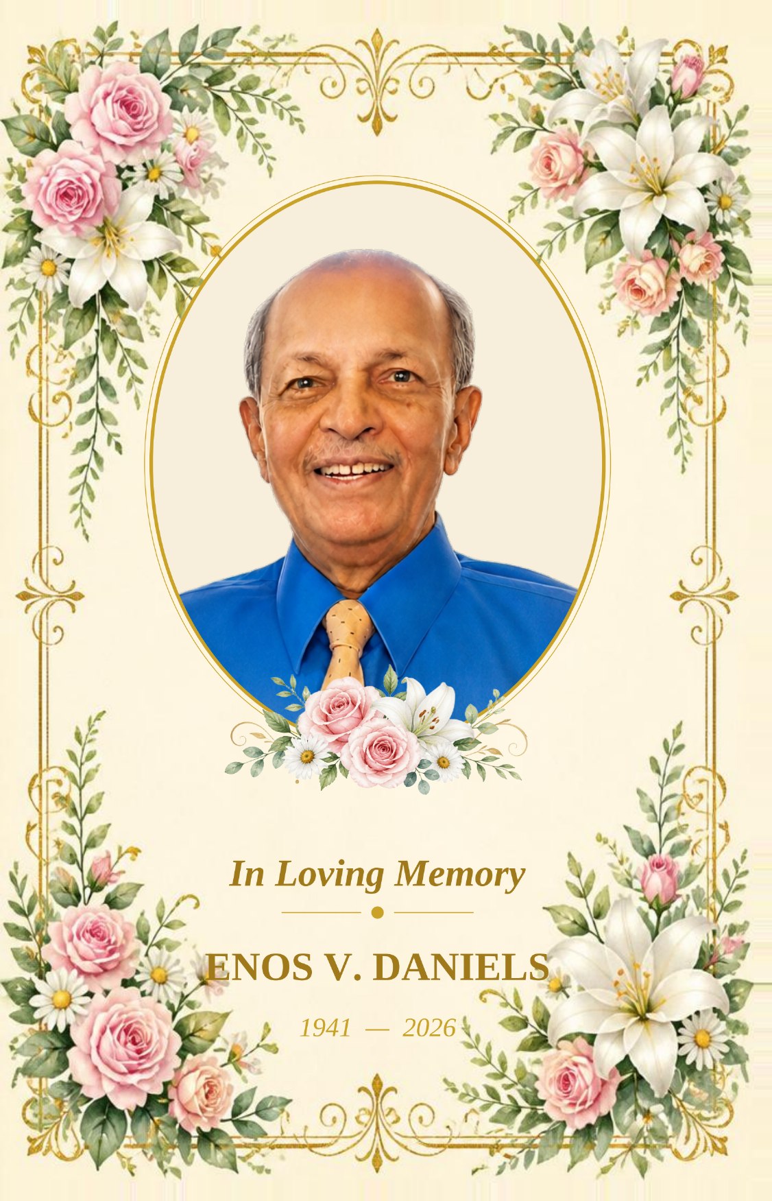 Program cover — In Loving Memory, Enos V. Daniels, 1941 to 2026
